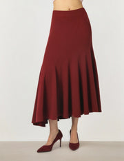Burgundy Knit Flare Skirt
