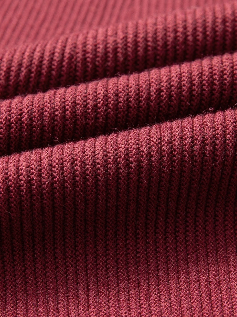 Burgundy Knit Flare Skirt