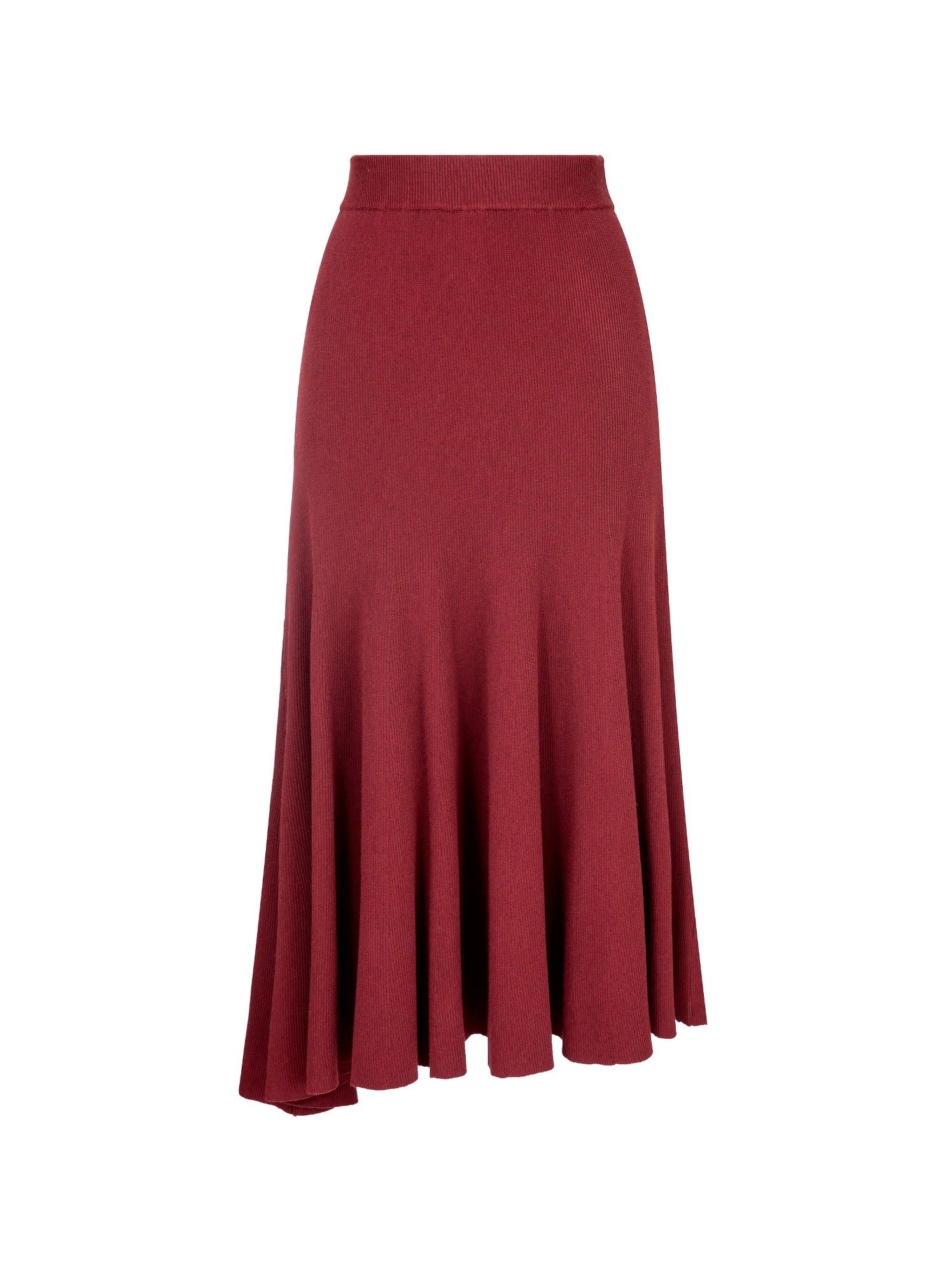 Burgundy Knit Flare Skirt
