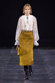 Quilted Satin Midi Skirt