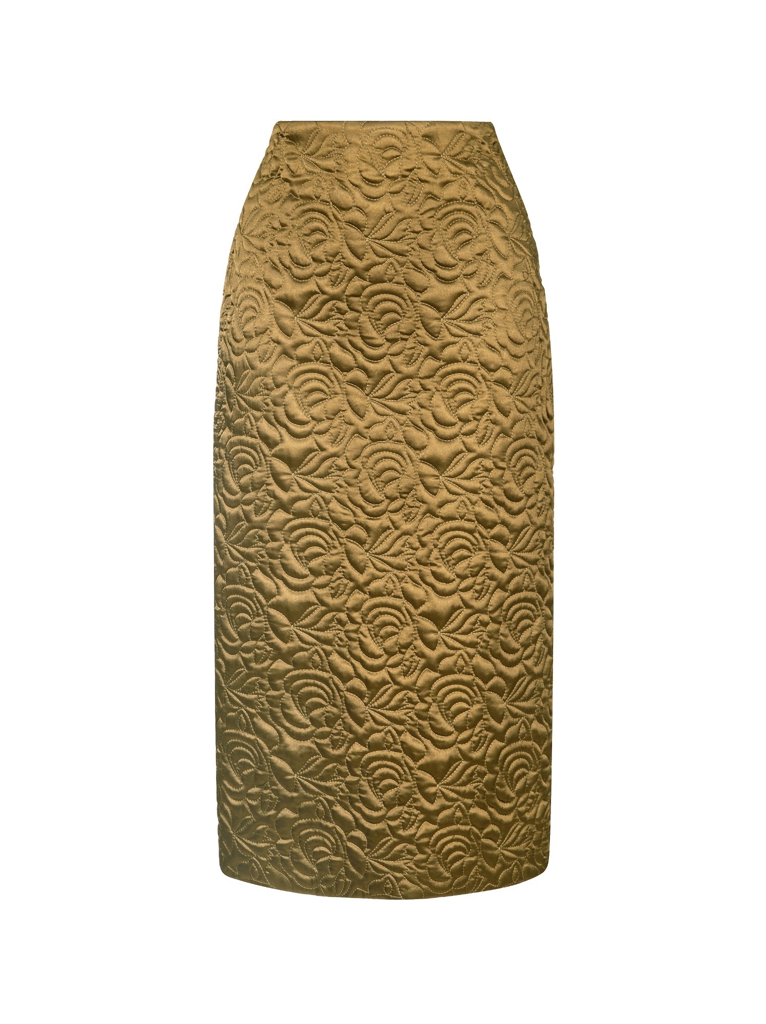 Quilted Satin Midi Skirt