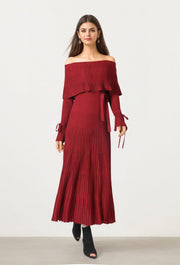 Off-Shoulder Knit Midi