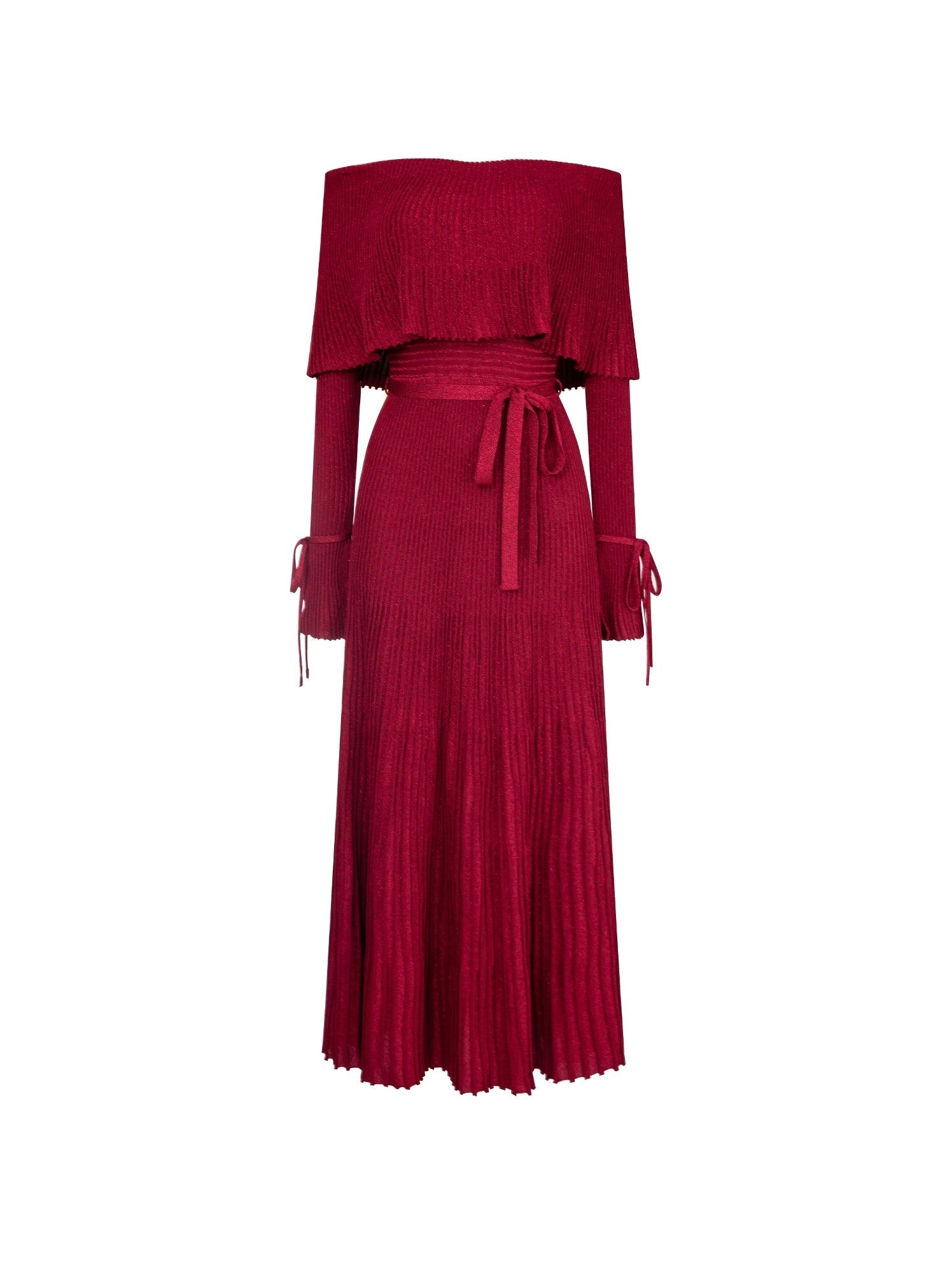 Off-Shoulder Knit Midi