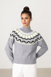 Grey Mixed Knit Pullover