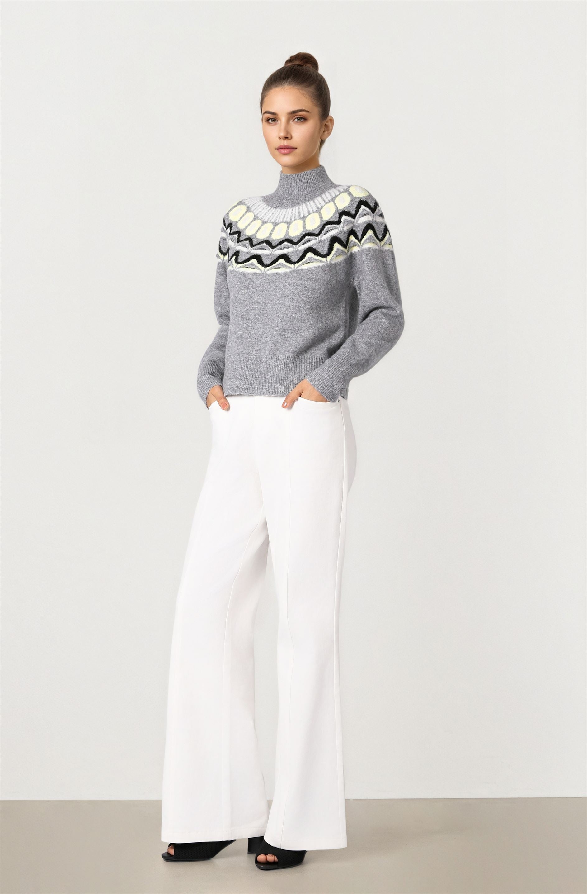 Grey Mixed Knit Pullover