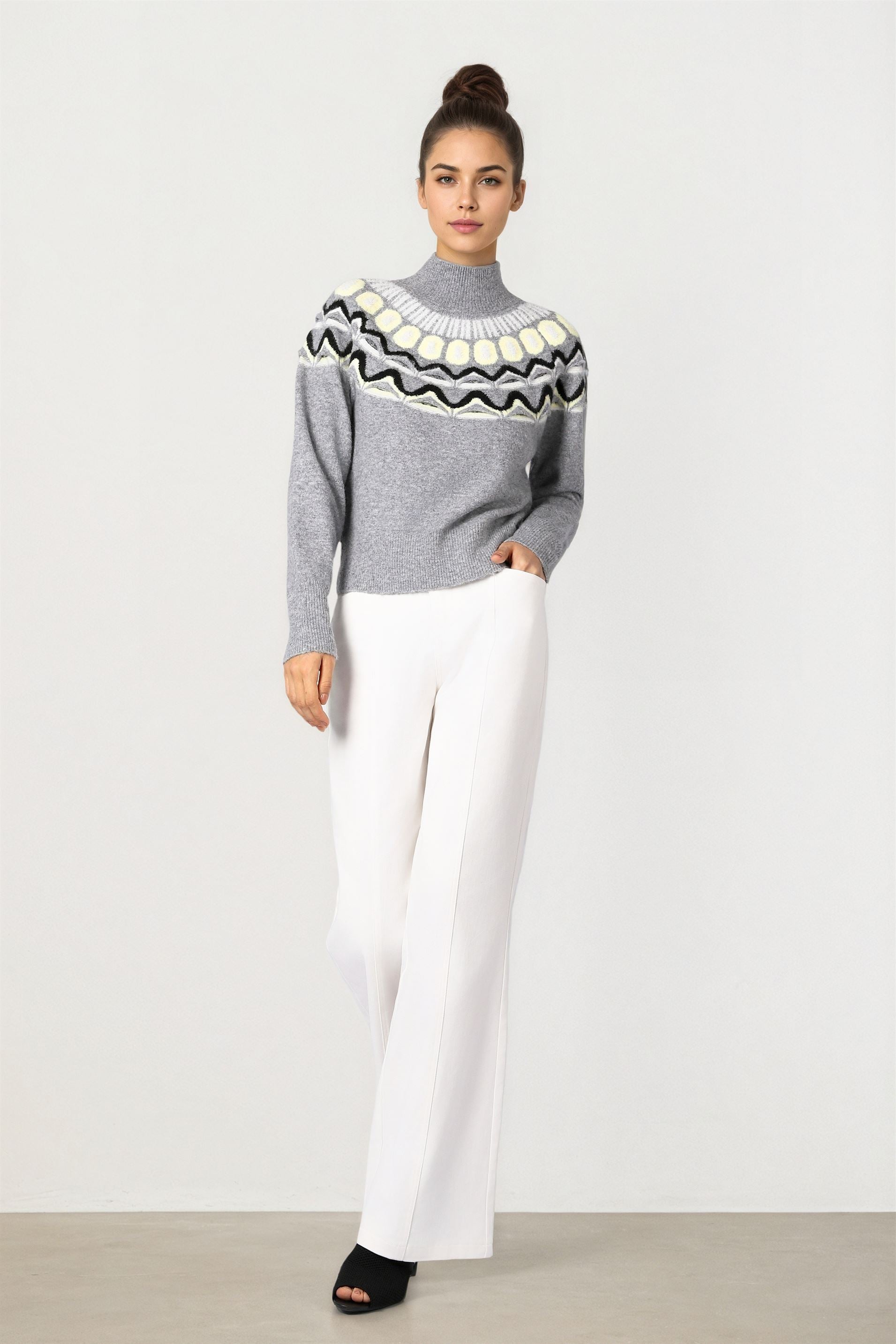 Grey Mixed Knit Pullover