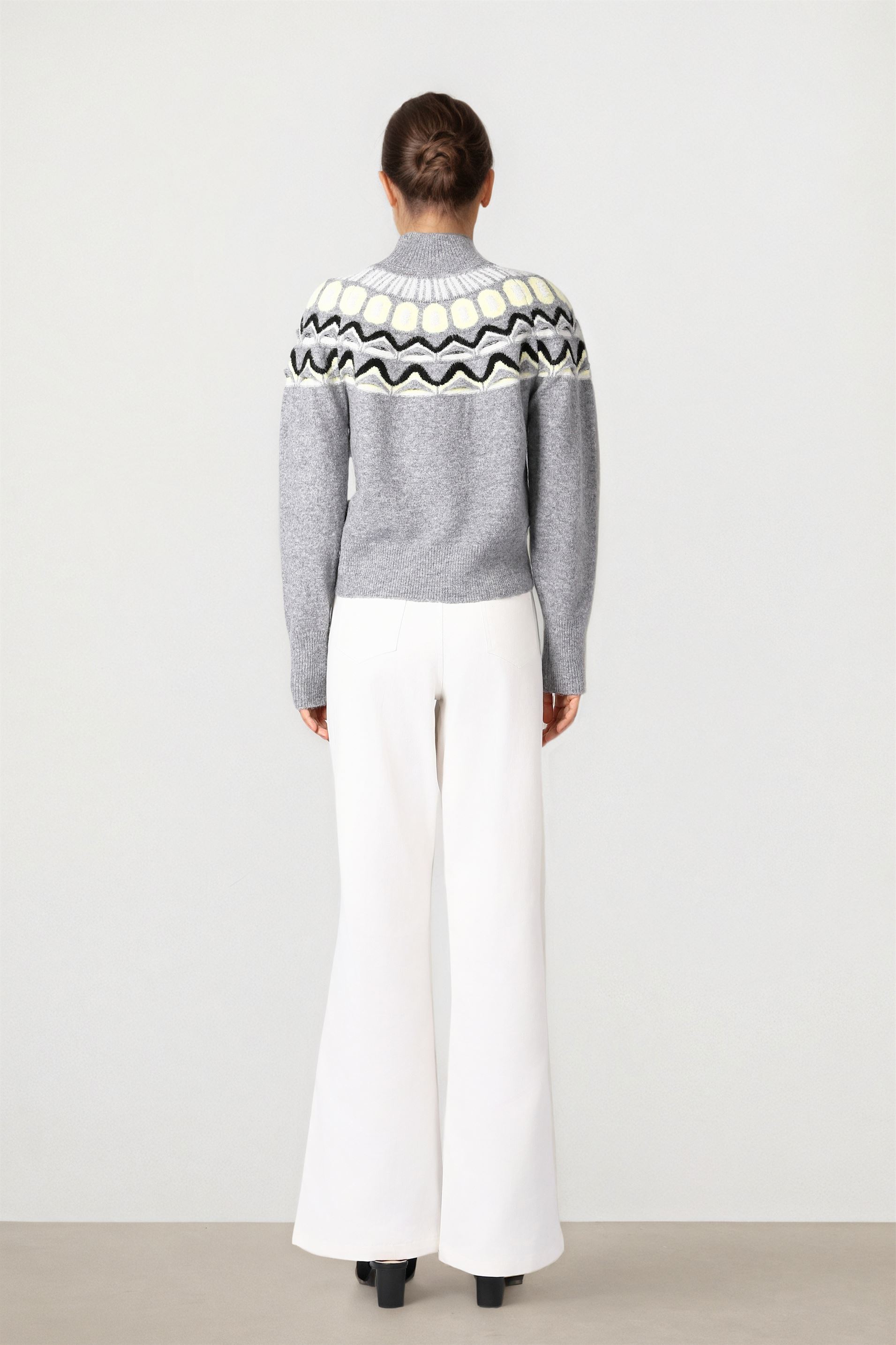 Grey Mixed Knit Pullover