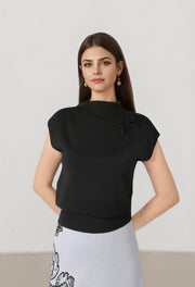 Black Short-Sleeve Knit