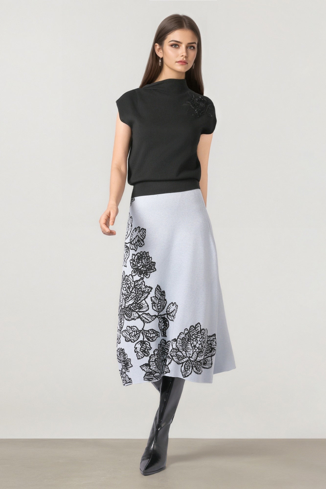 Black Short-Sleeve Knit