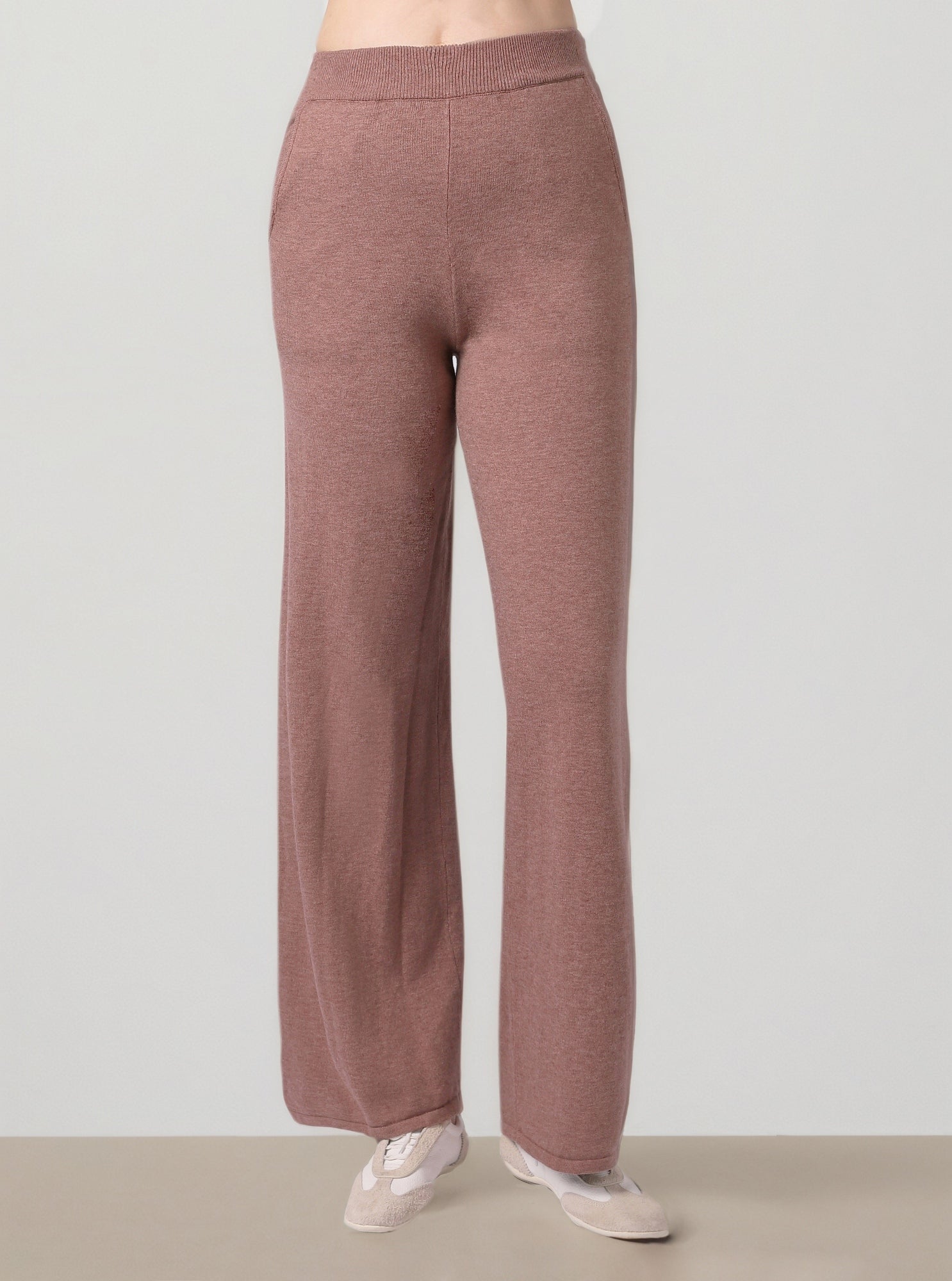 Brown Knit Wide Pants