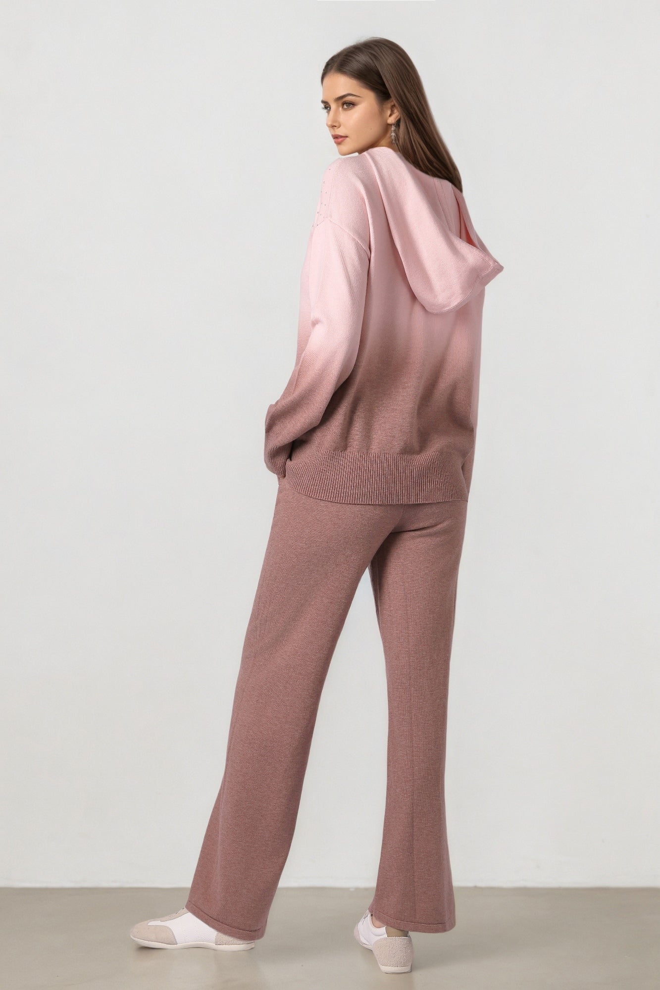 Brown Knit Wide Pants