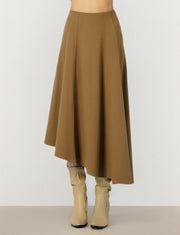 Tan Wool-Look Midi Skirt