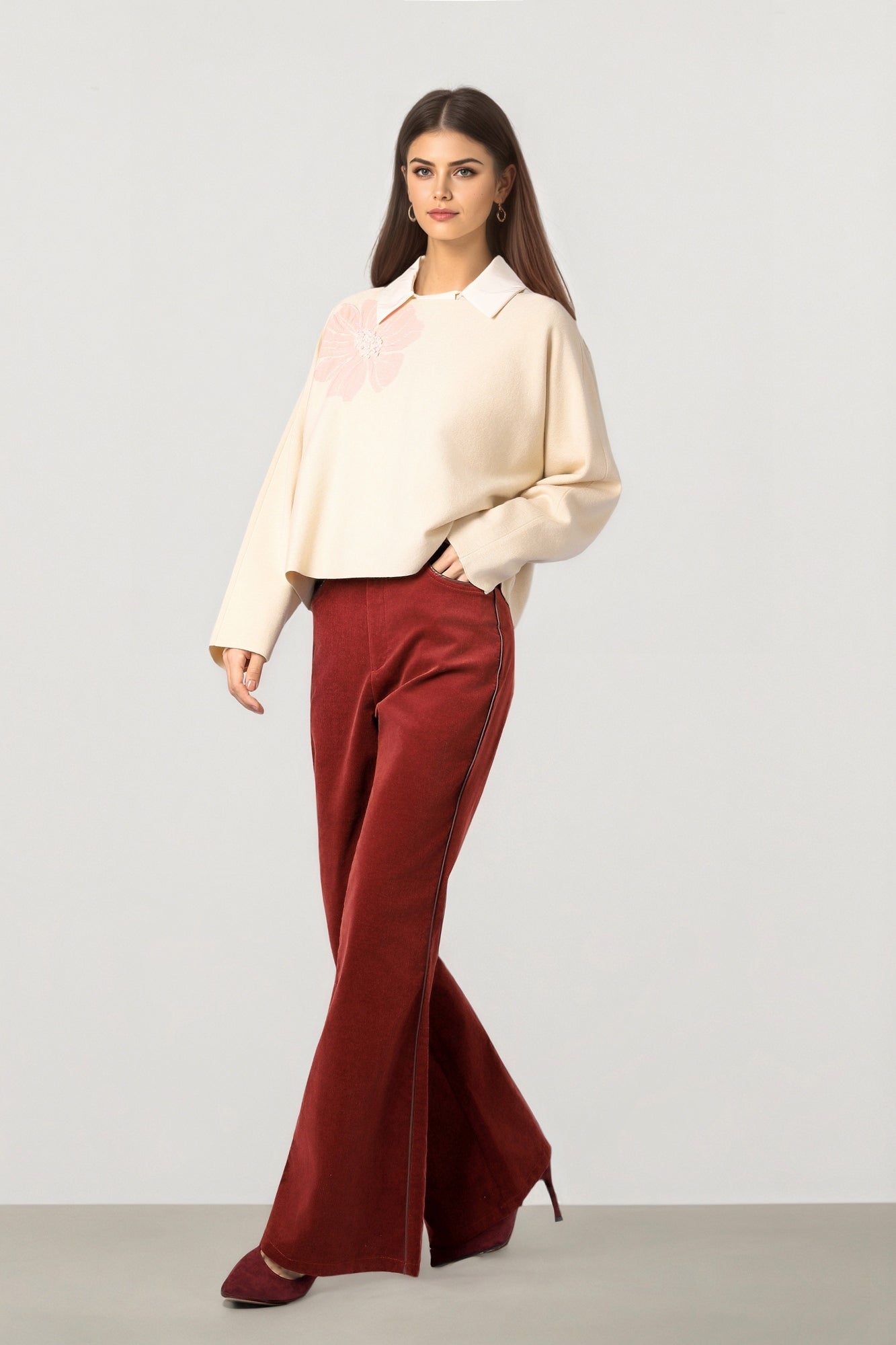 Two-Tone Knit Pullover