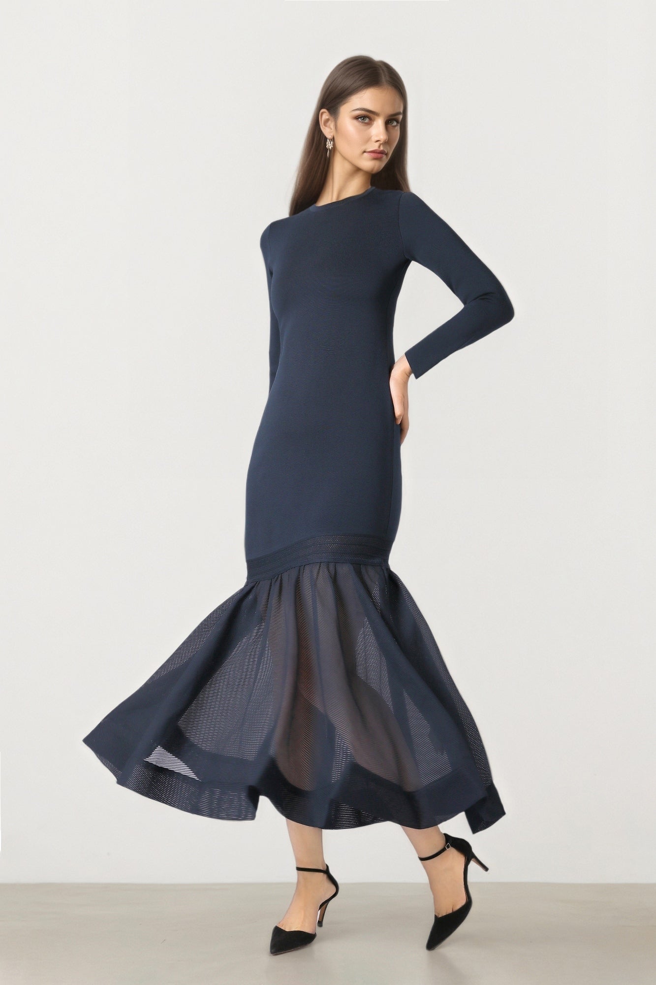 Long-Sleeve Knit Dress