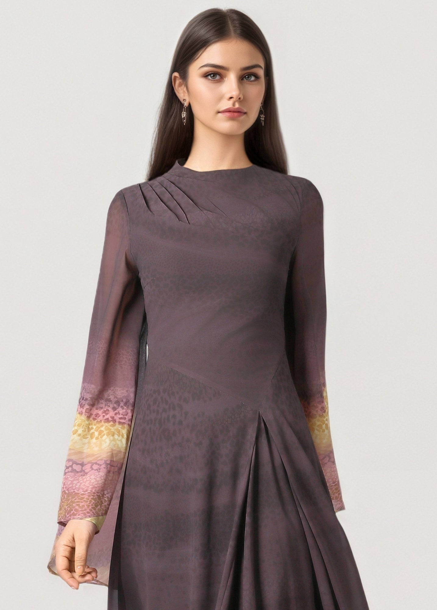 Chiffon Mixed-Print Dress