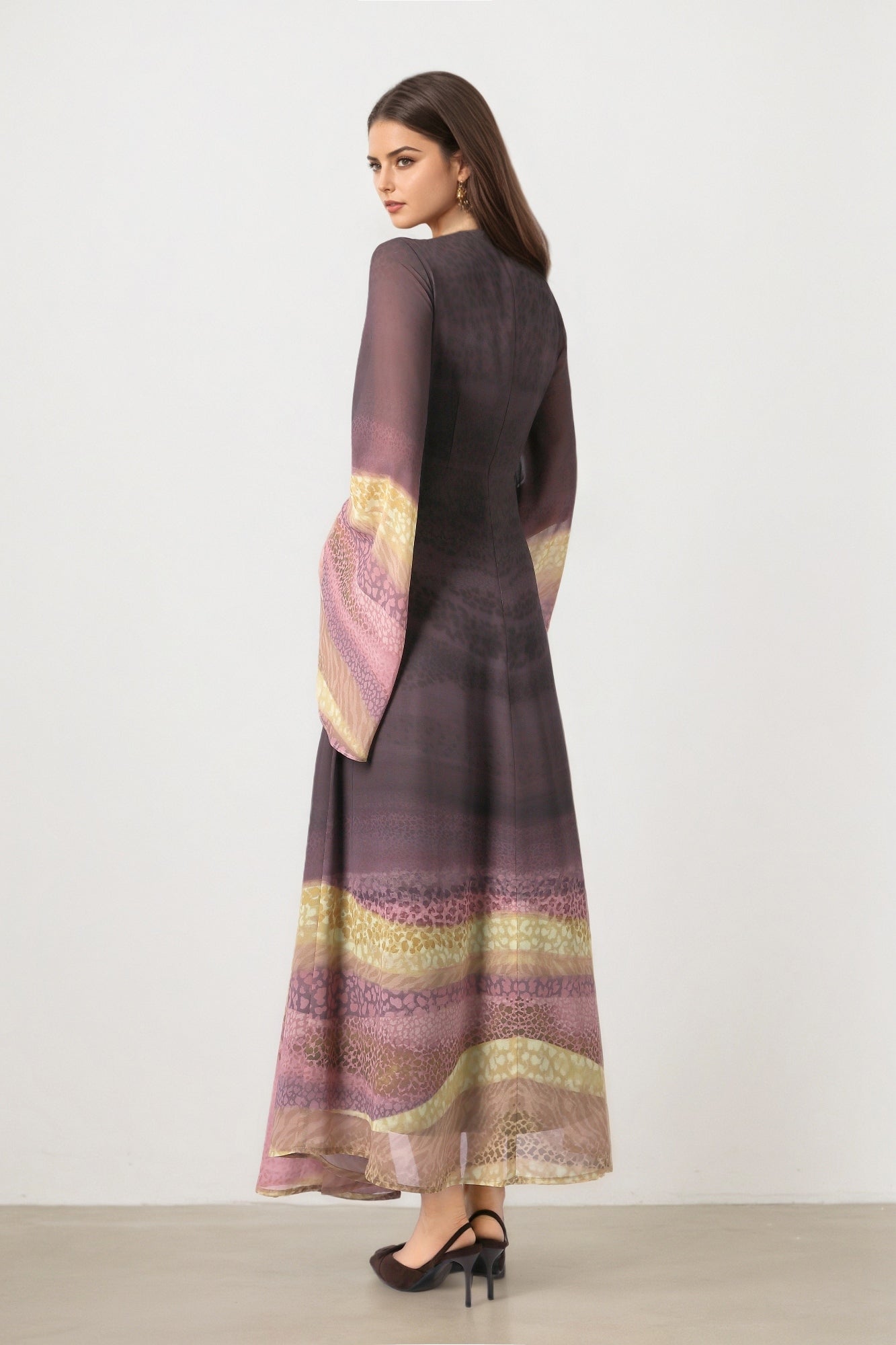 Chiffon Mixed-Print Dress