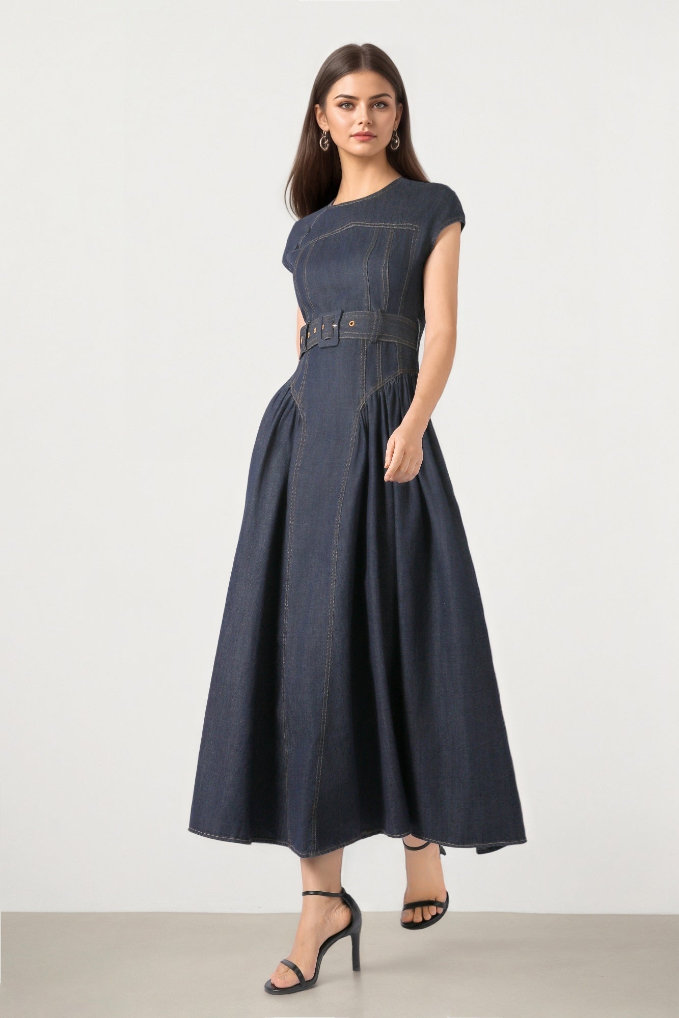 Blue Denim Midi Dress