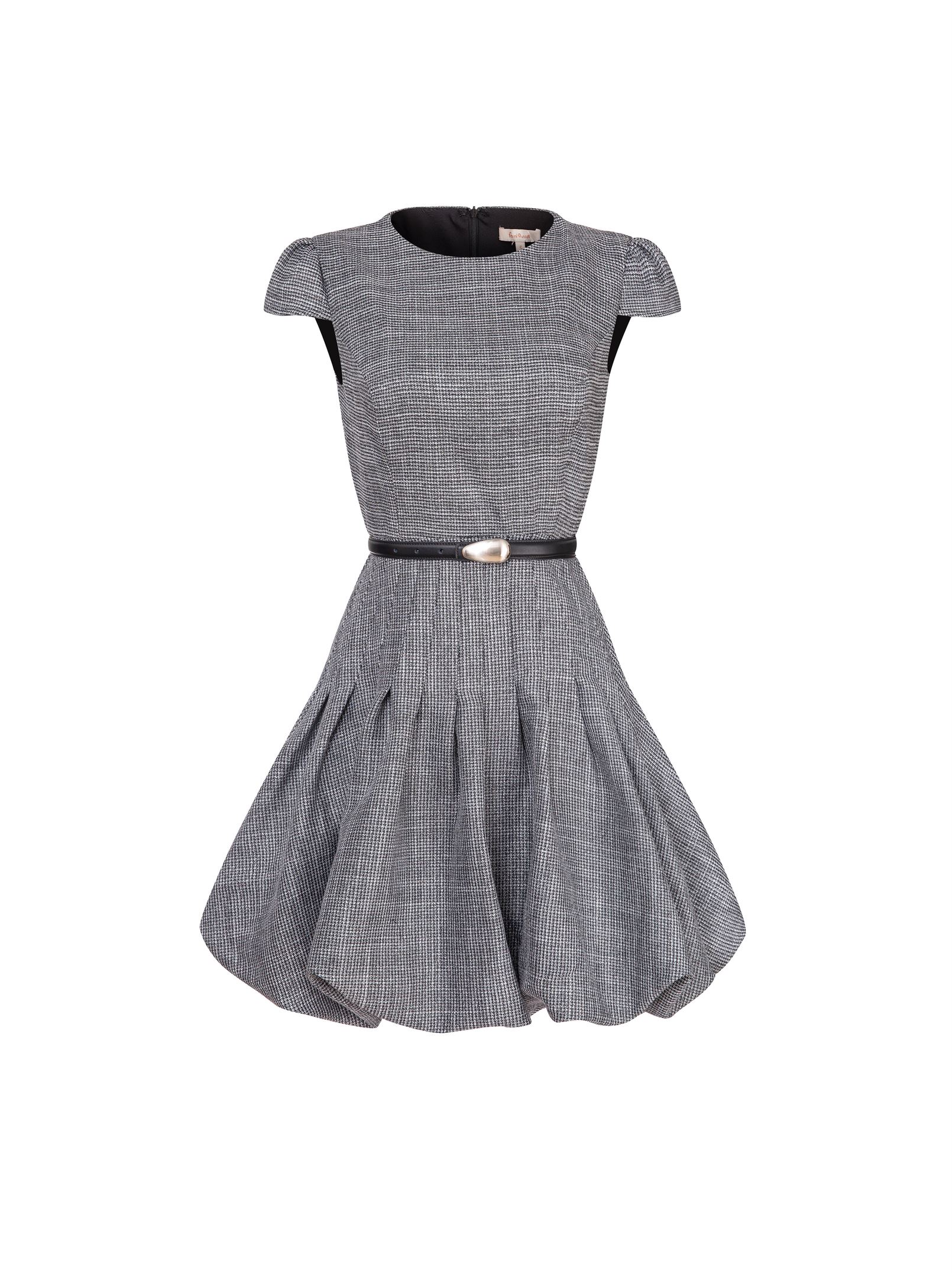 Grey Check Peplum Dress