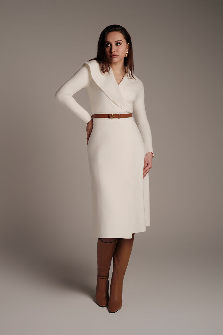 Belted Knit Midi Dress