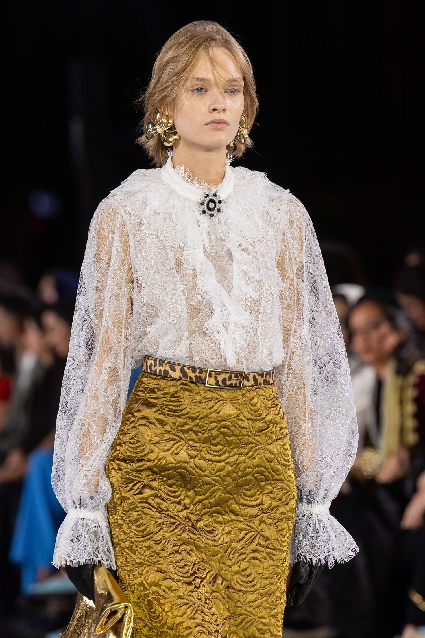 Lace Blouse With Brooch