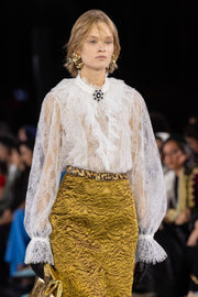 Lace Blouse With Brooch