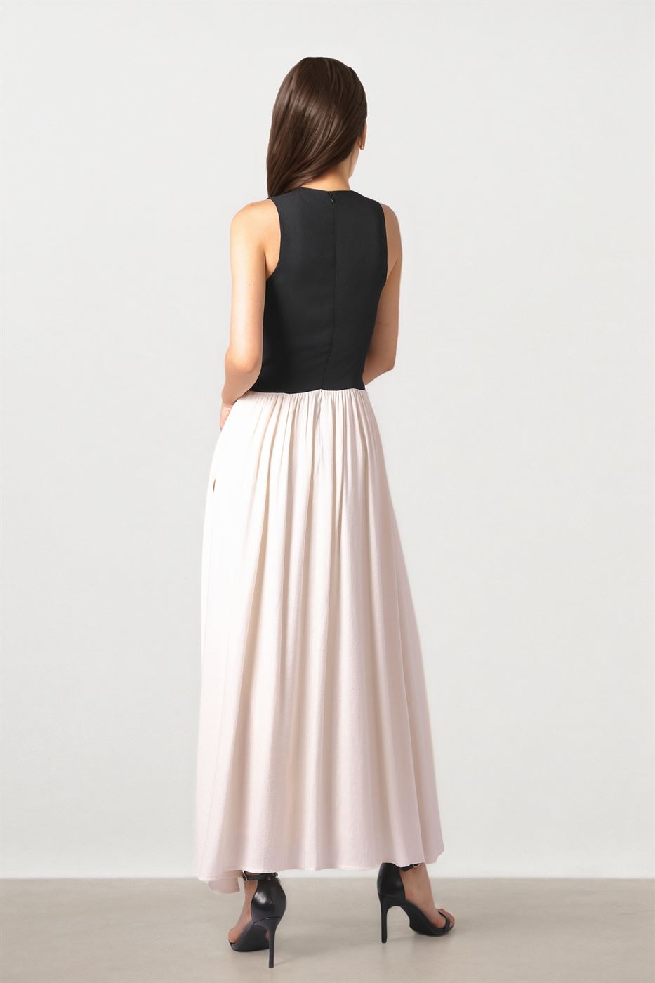 Black & Creme Crepe Dress