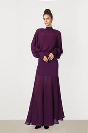 Purple Knit Midi Dress
