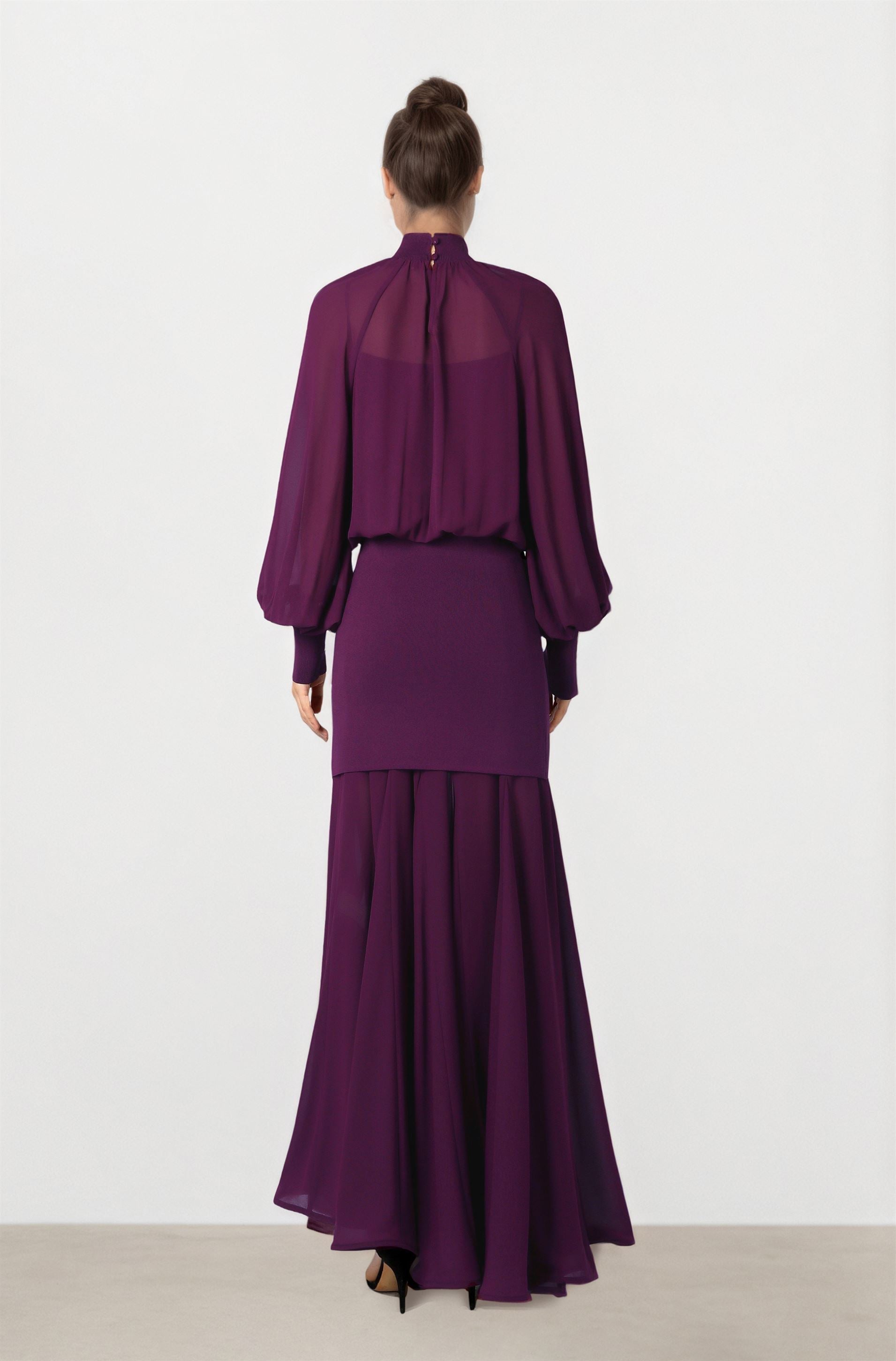Purple Knit Midi Dress
