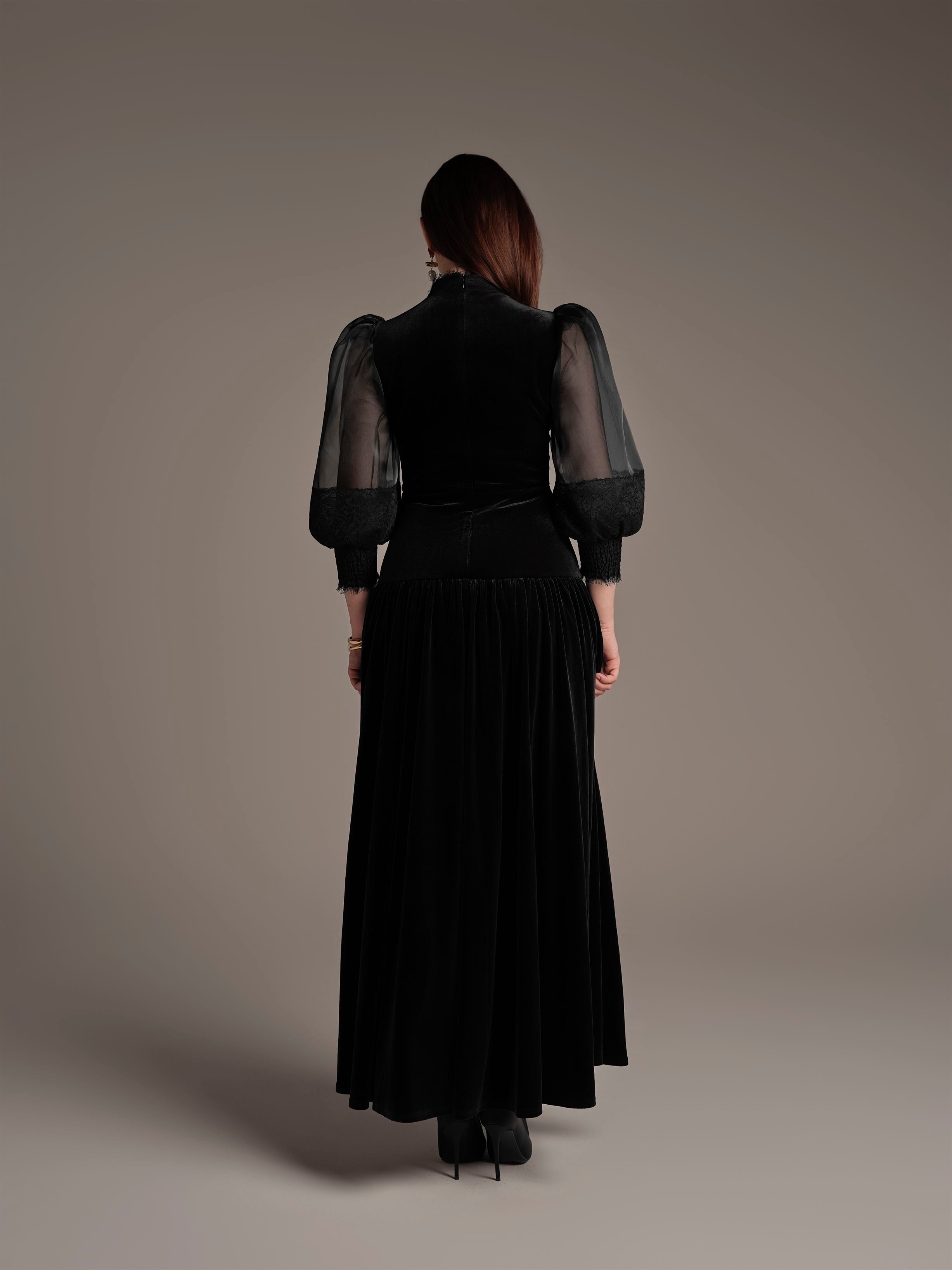 Lace Velvet Evening Dress