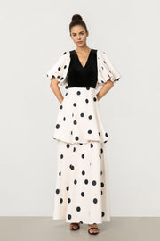 Velvet & Satin Polkadot Dress