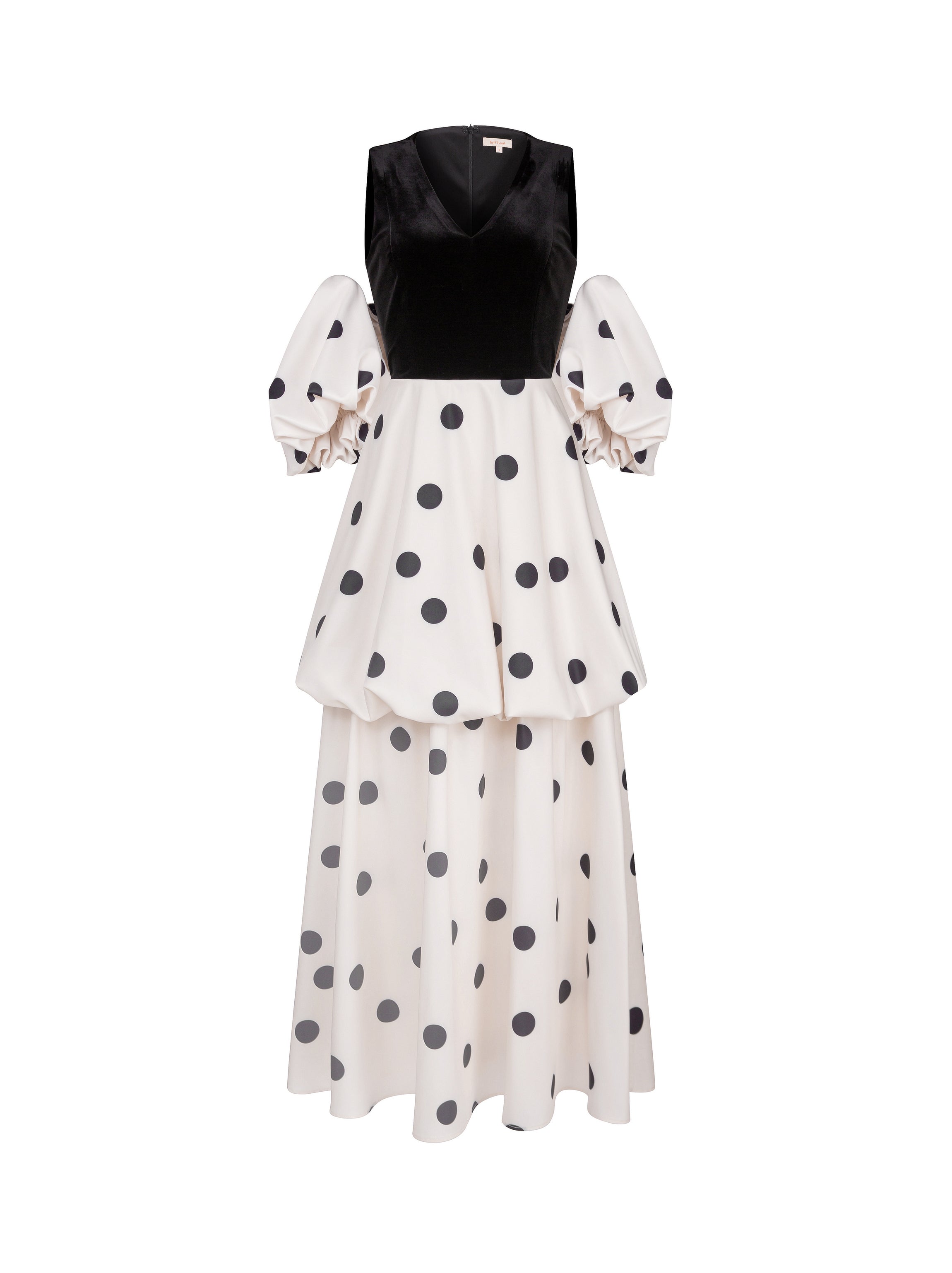 Velvet & Satin Polkadot Dress