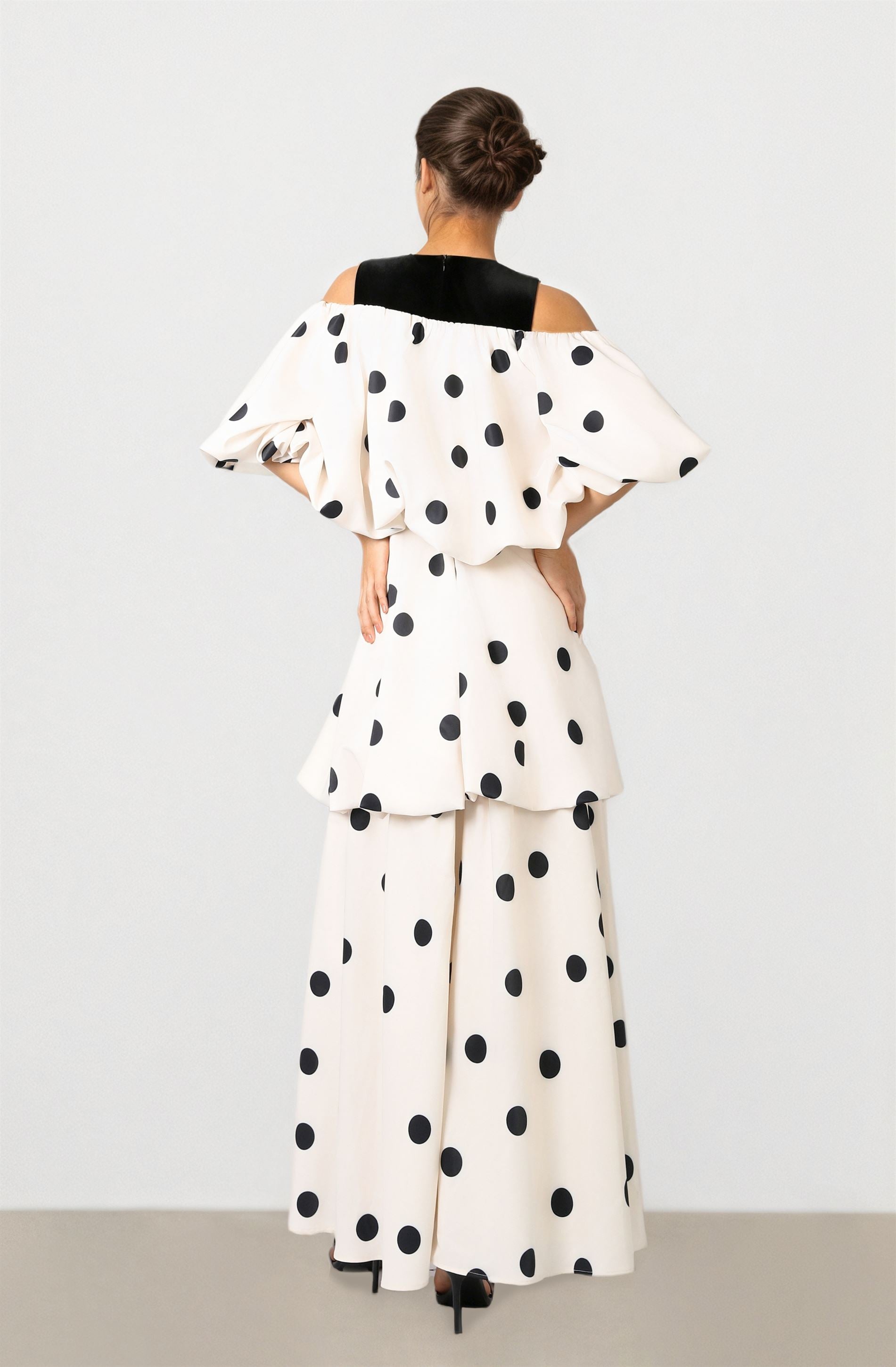 Velvet & Satin Polkadot Dress