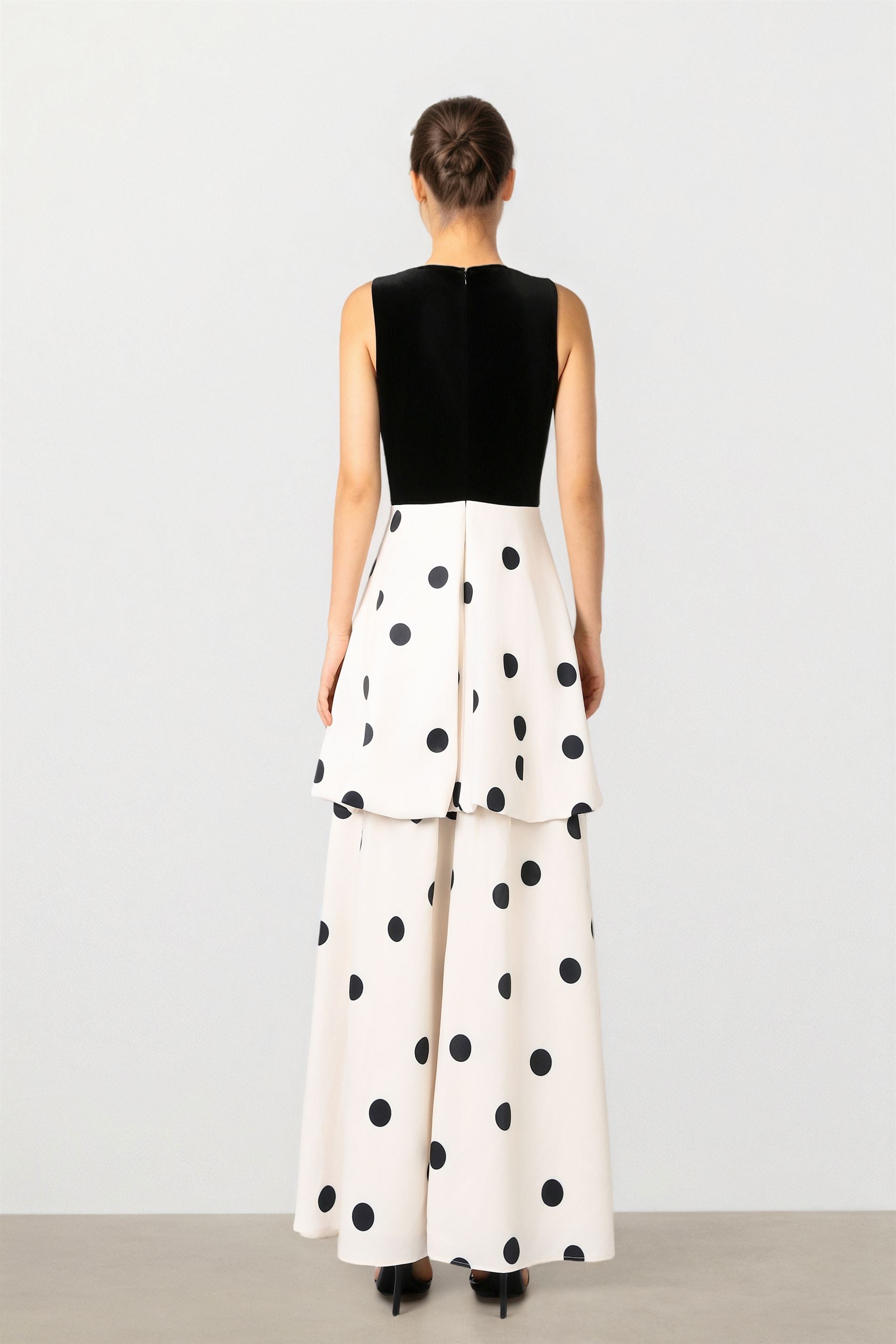 Velvet & Satin Polkadot Dress
