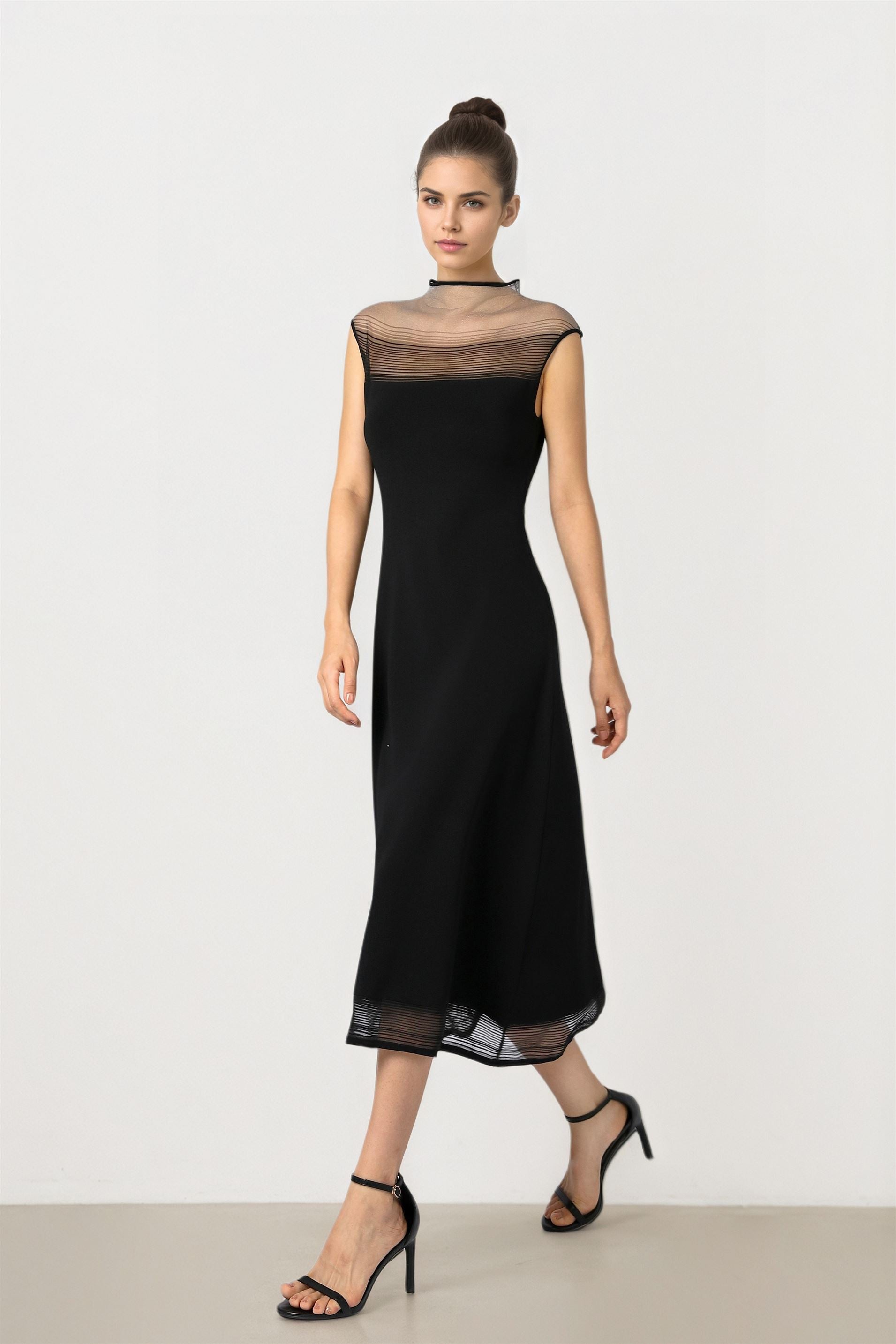 Black Knit Midi Dress