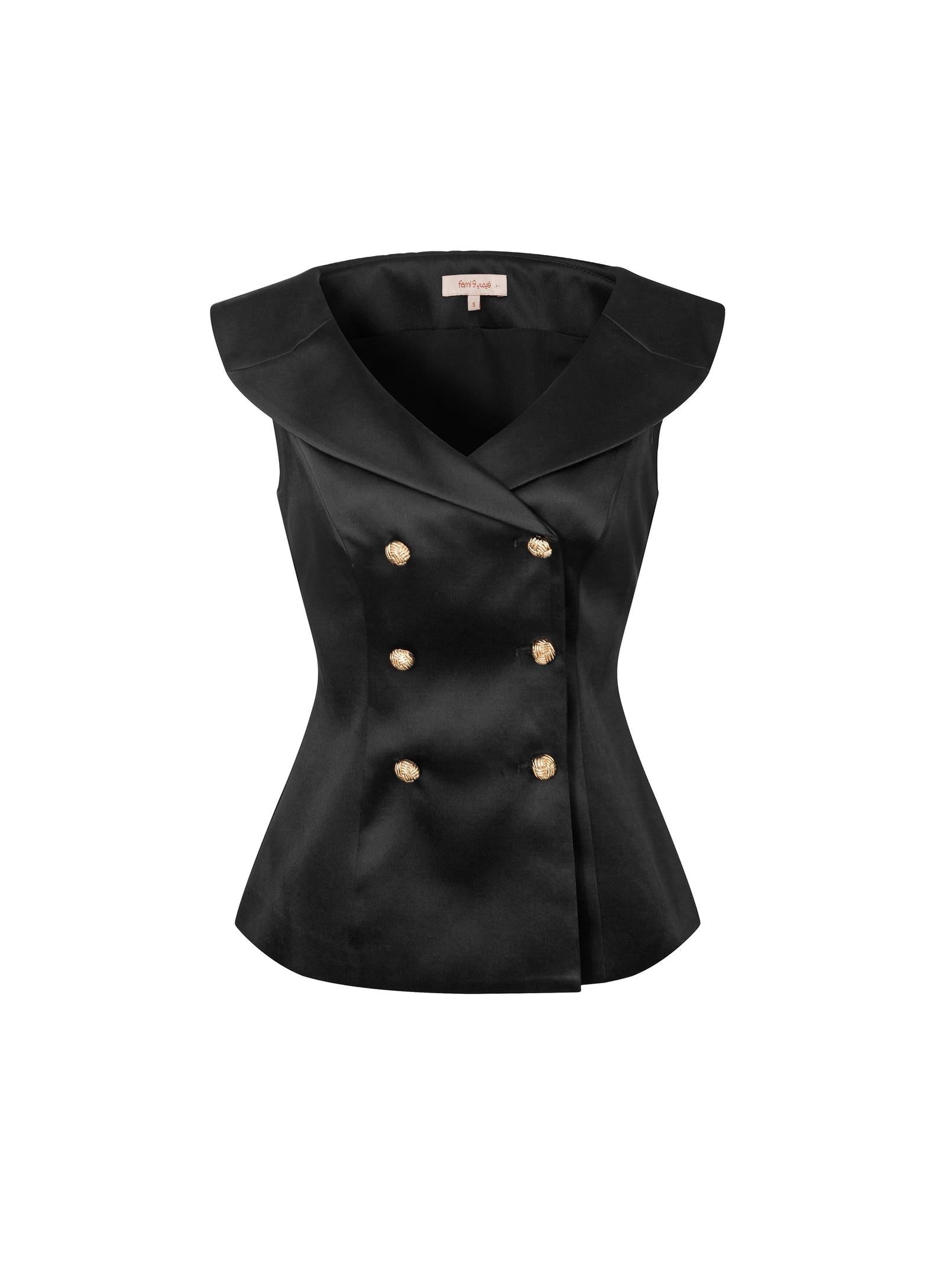 Black Crepe Button Top