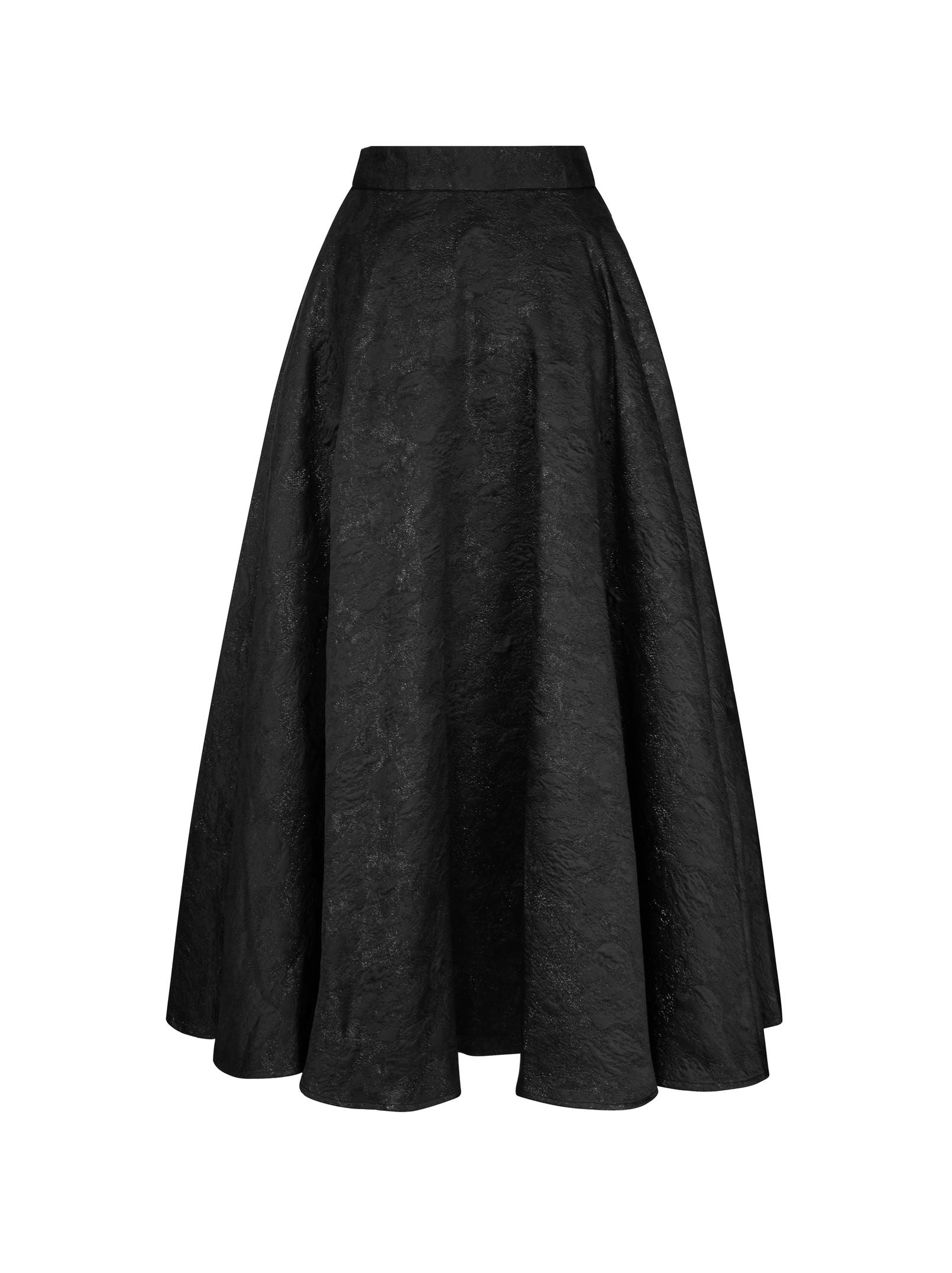 Black Brocade Flare Skirt