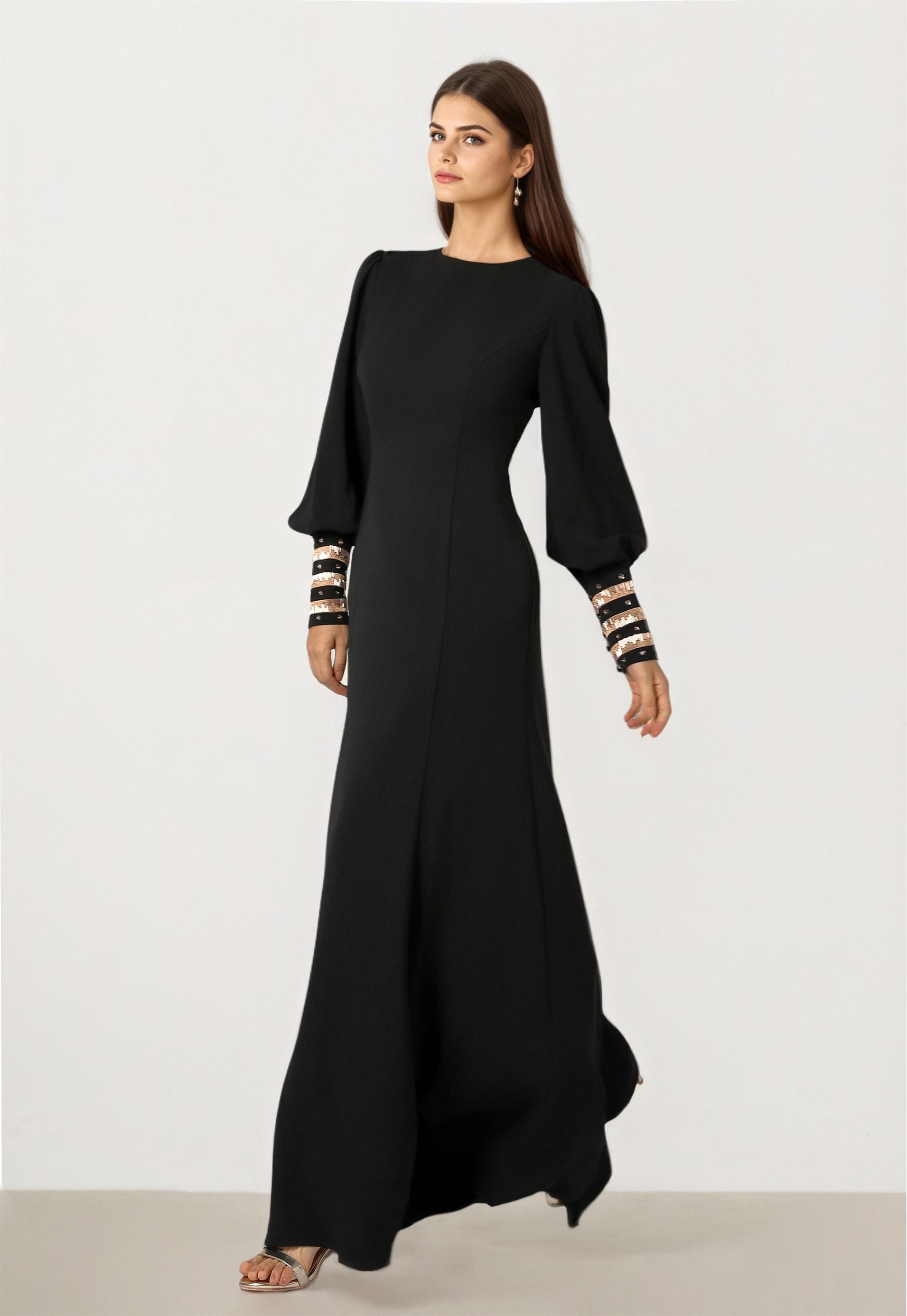 Black Crepe Maxi Dress