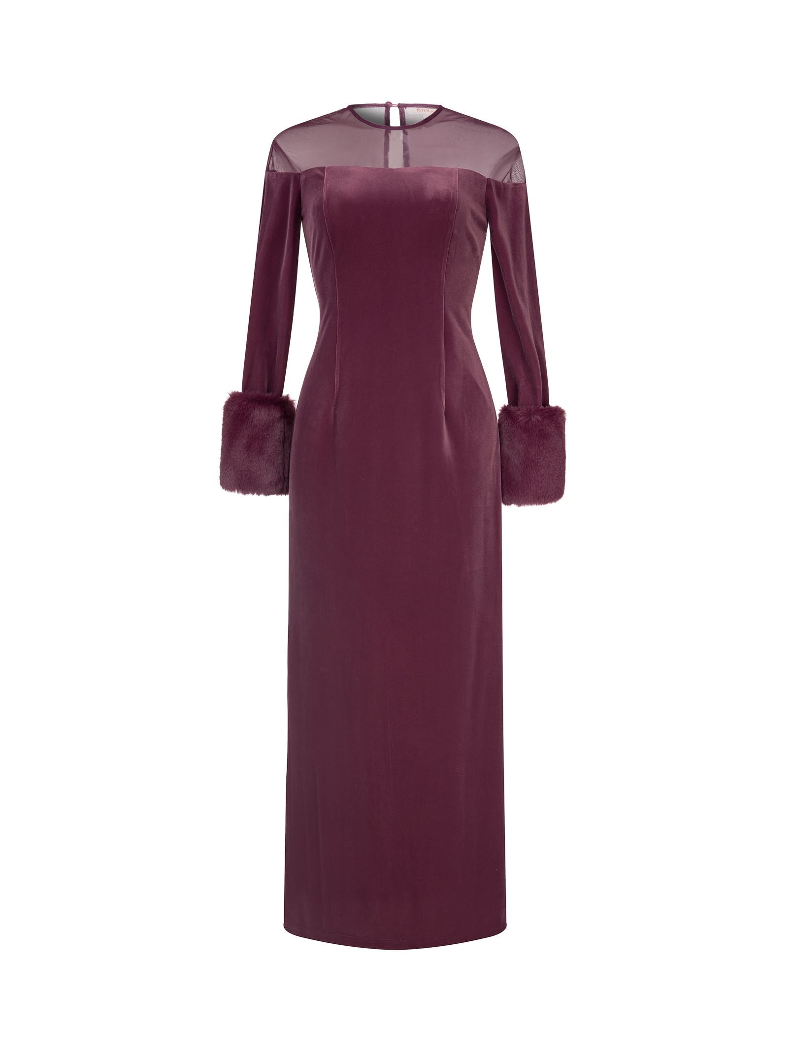 Burgundy Velvet Mesh Dress