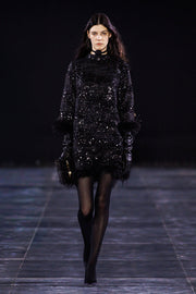 Sequin Feather Mini Dress