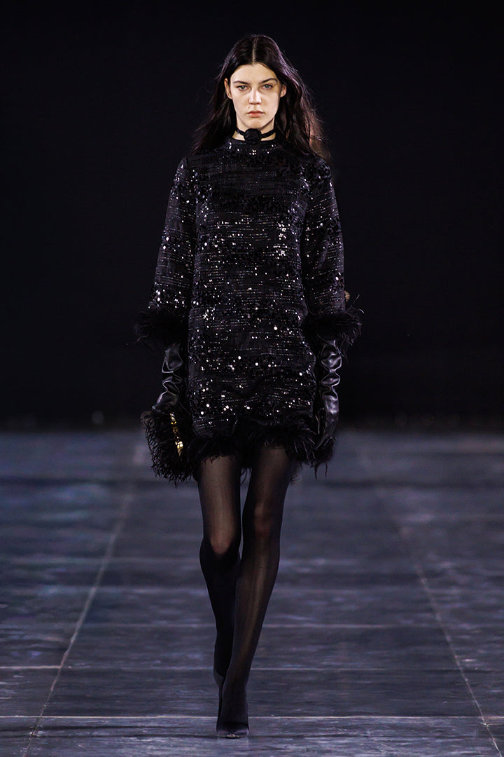 Sequin Feather Mini Dress