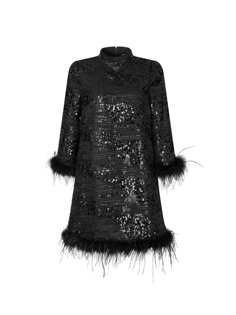 Sequin Feather Mini Dress