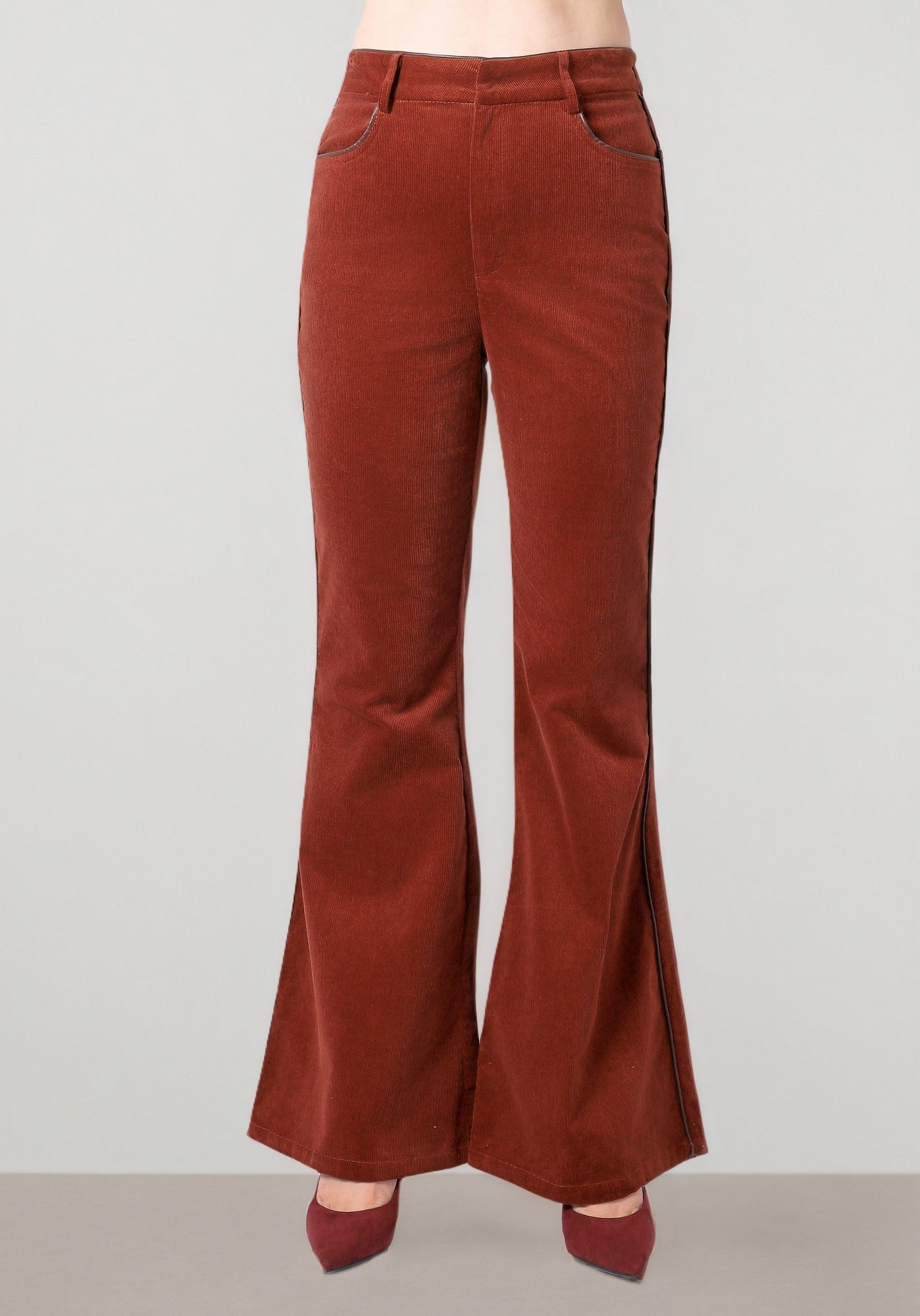 Burgundy Corduroy Flare Pants