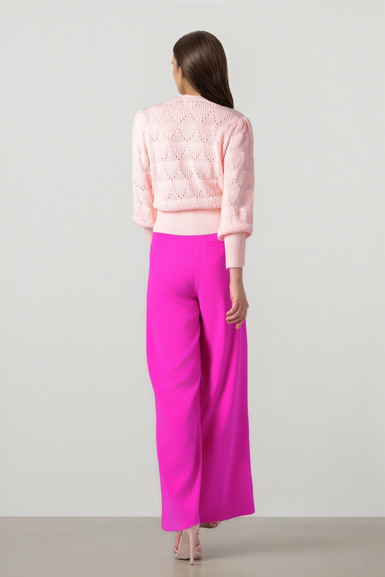 Pink Textured-Sleeve Knit