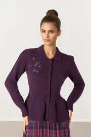 Dark Purple Button Knit