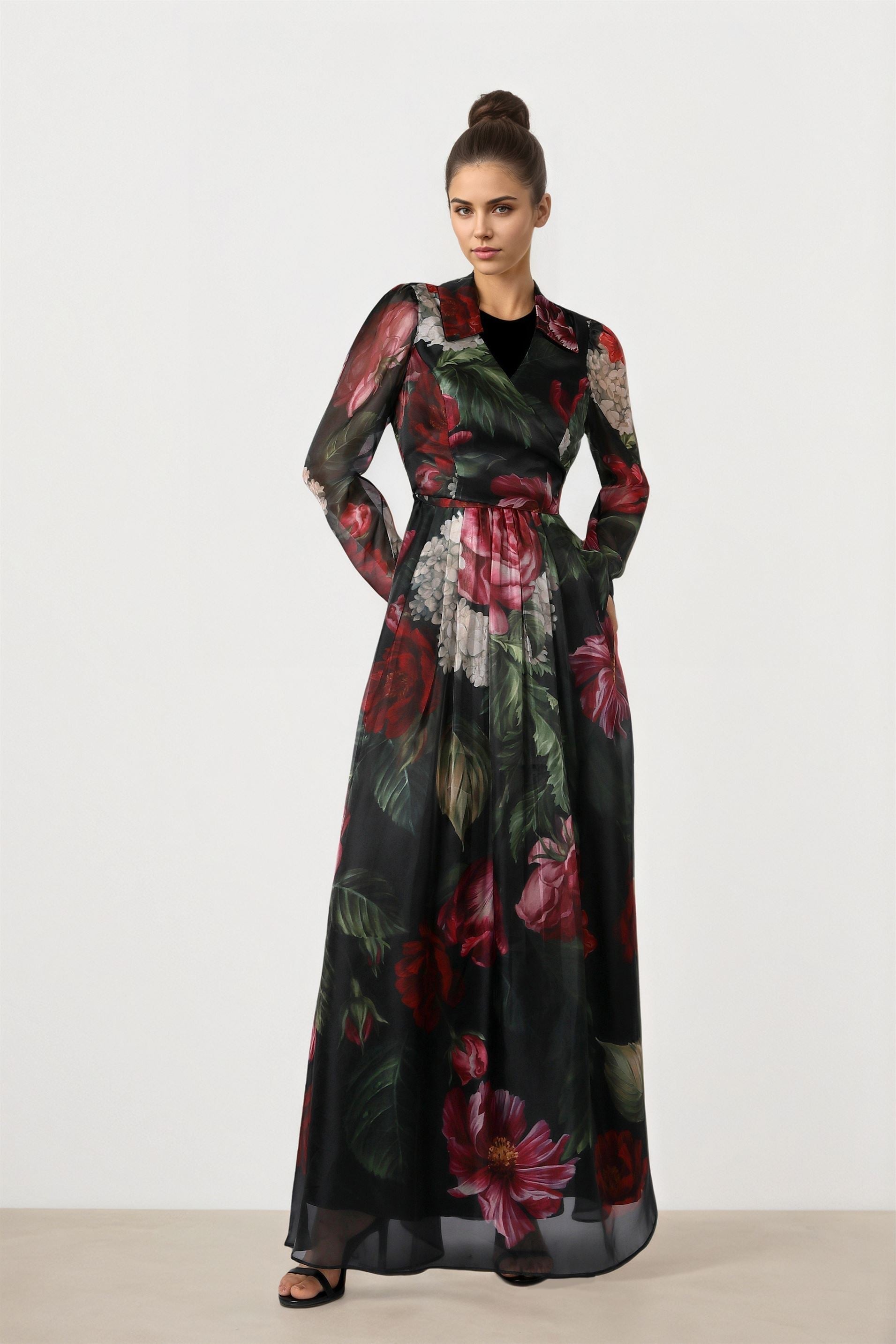 Floral Printed Organza Dress