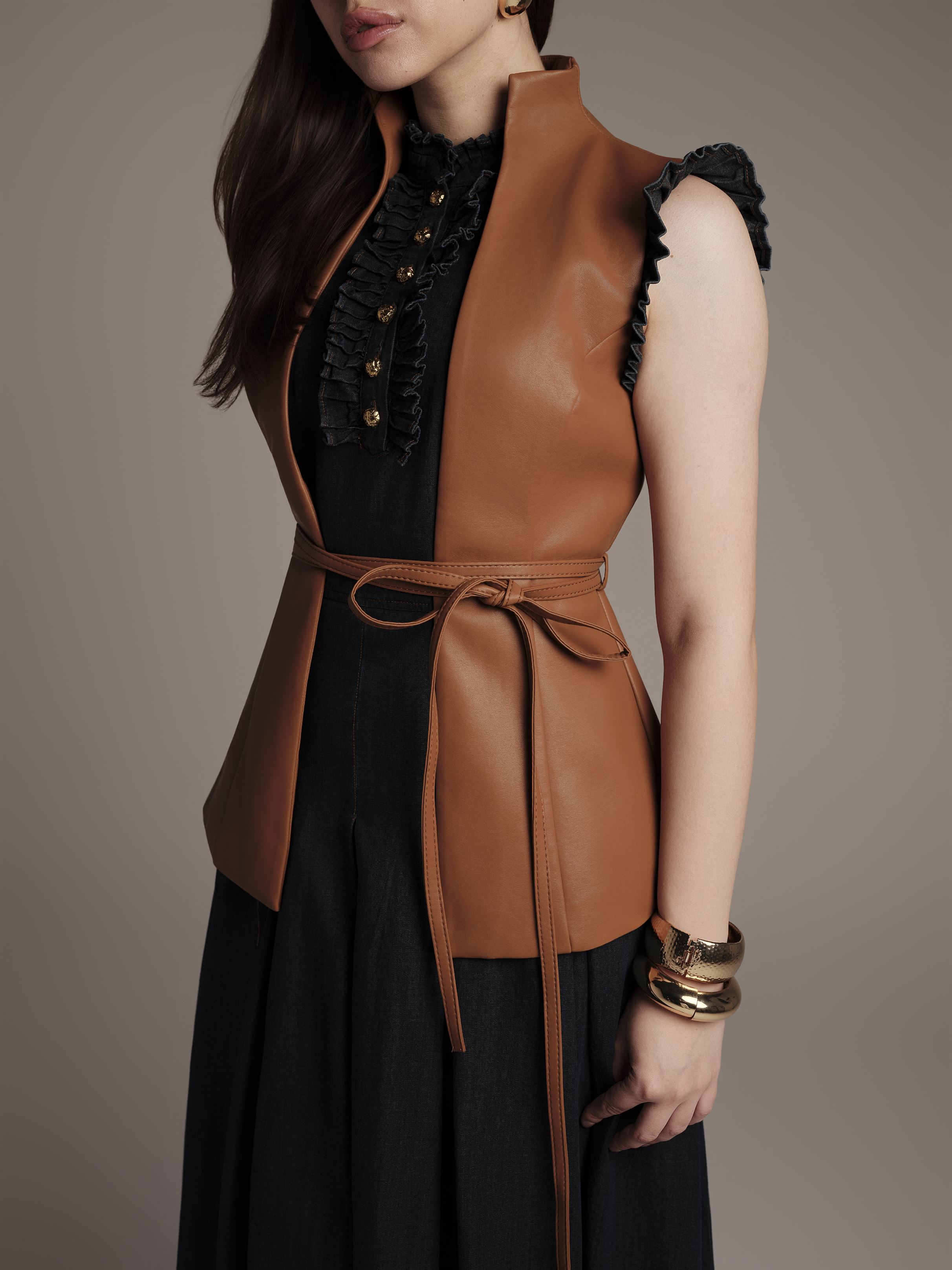 PU Belted Vest