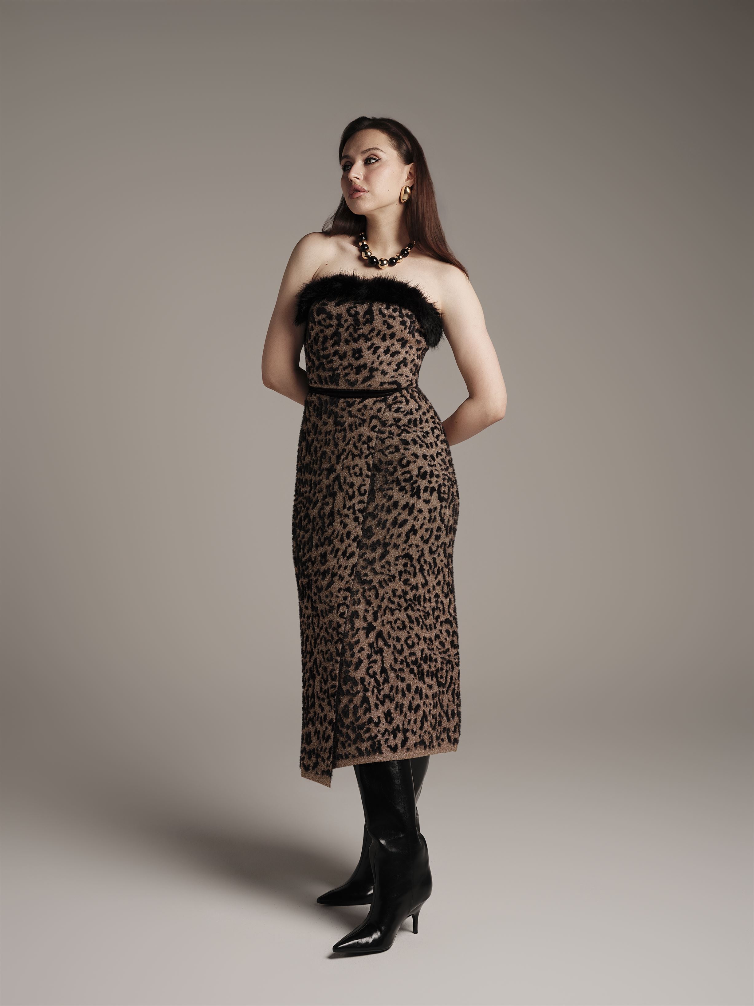 Strapless Knit Midi Dress