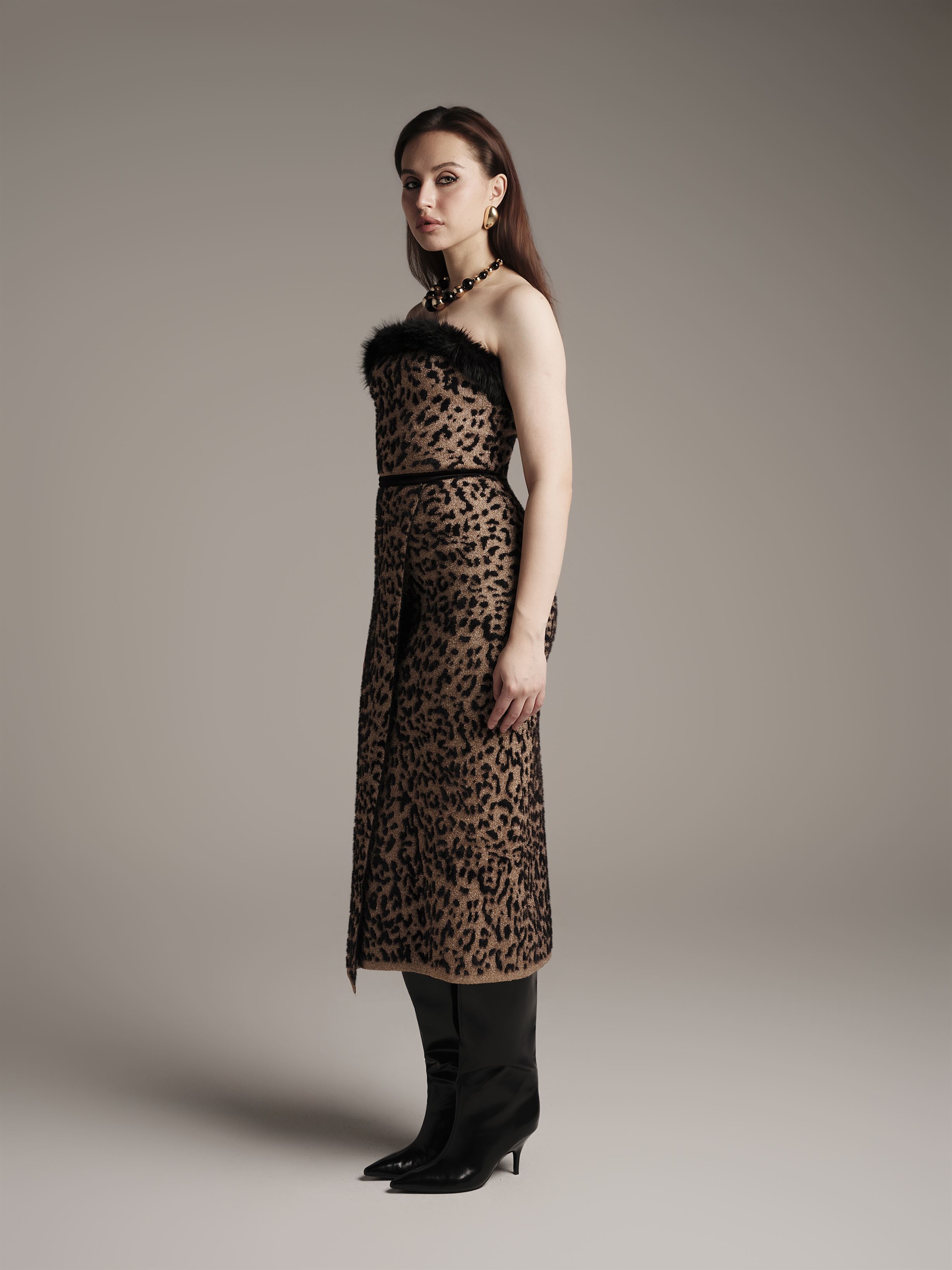 Strapless Knit Midi Dress