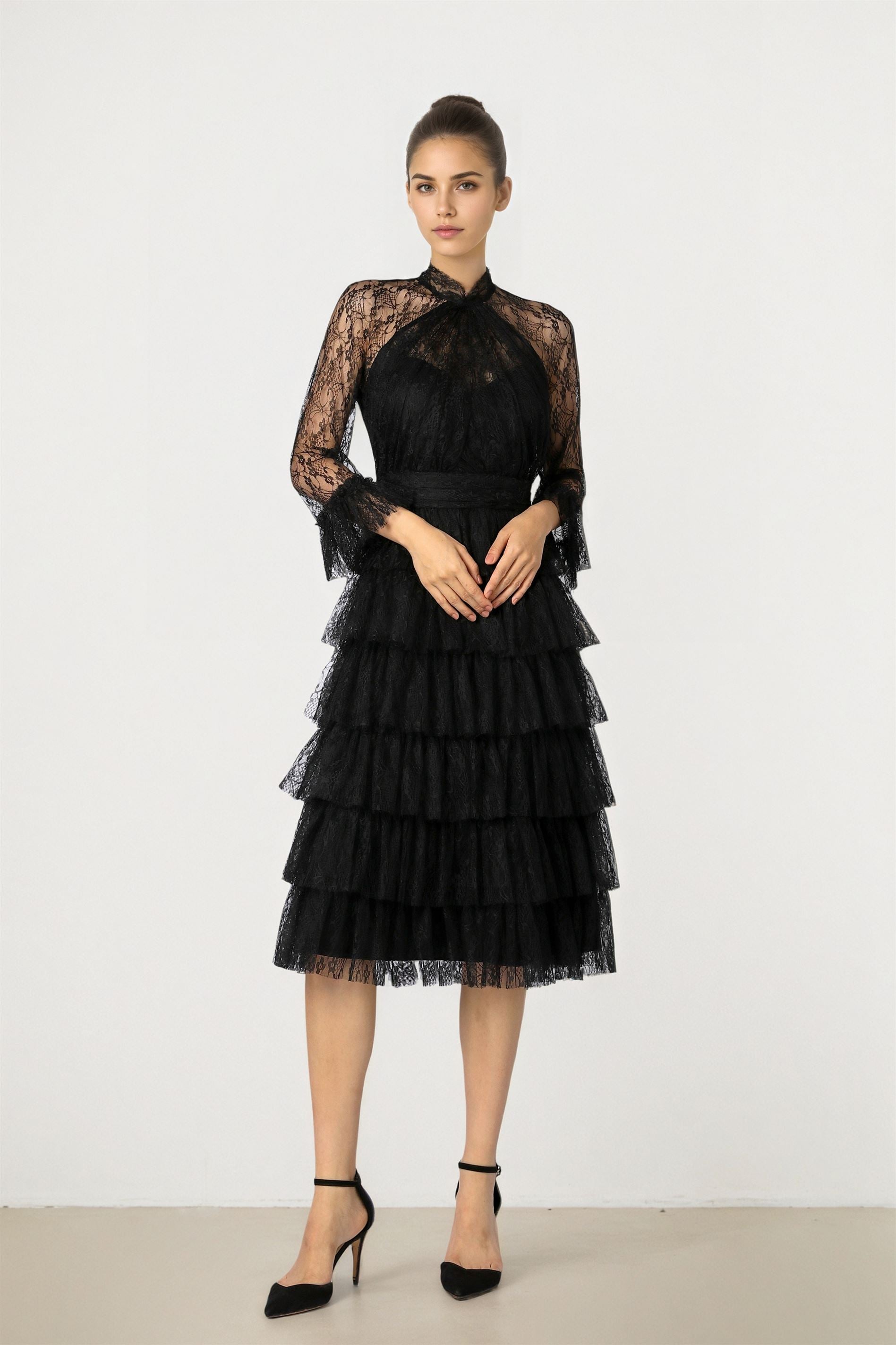Black Lace Evening Dress