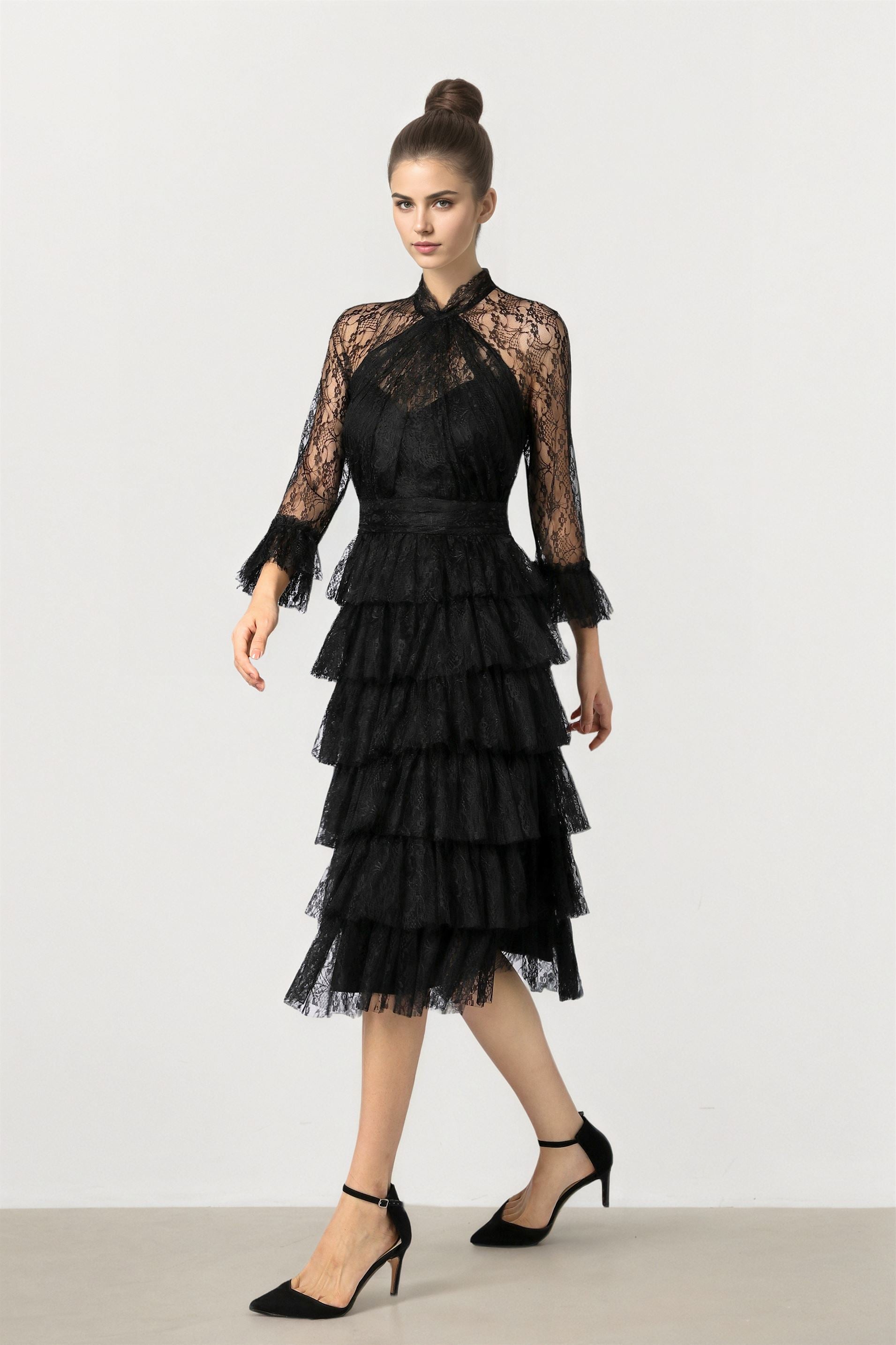 Black Lace Evening Dress